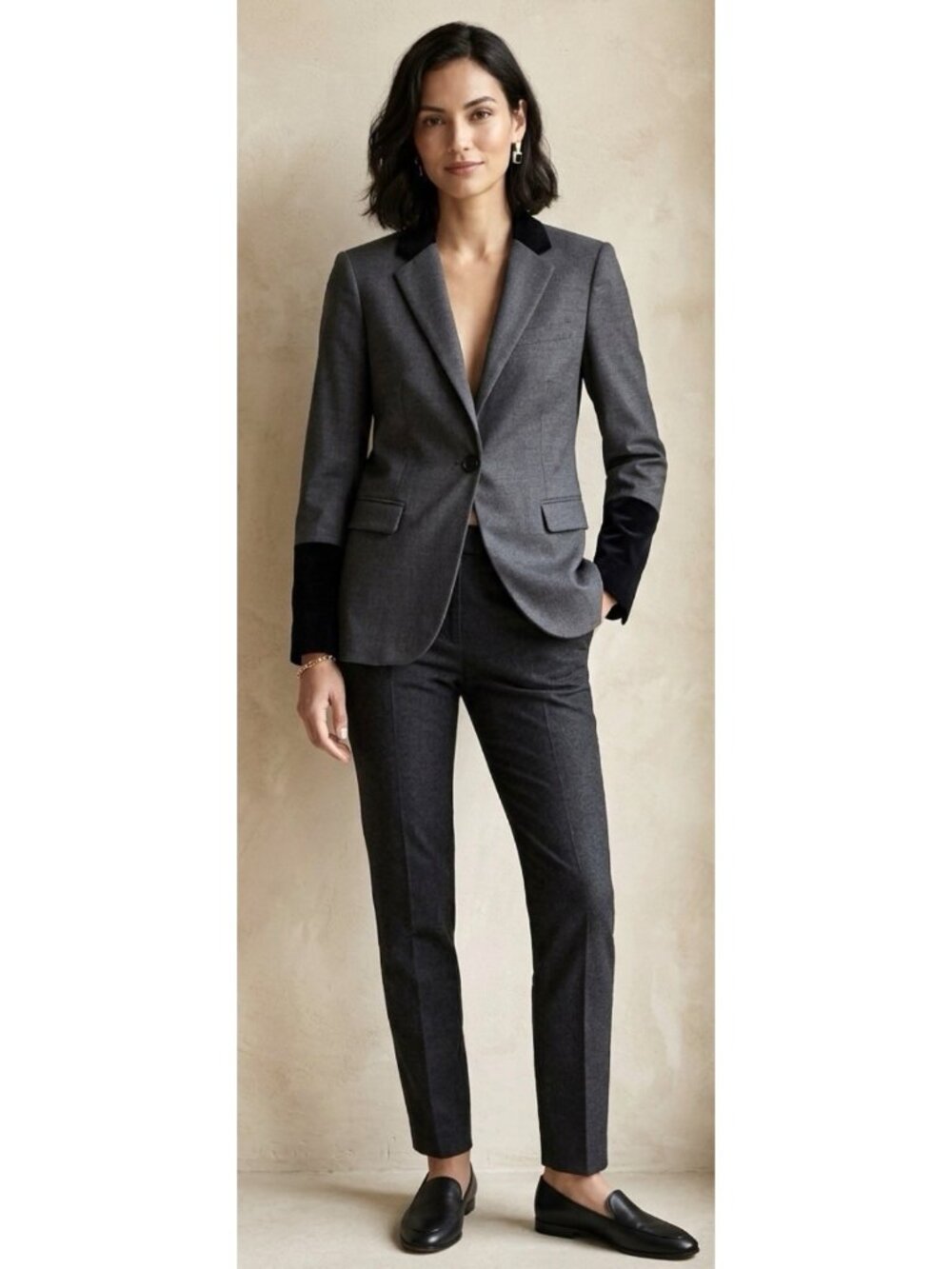 RAG & BONE Gray Black Colorblock Wool Single Button Office Blazer Jacket Sz 00